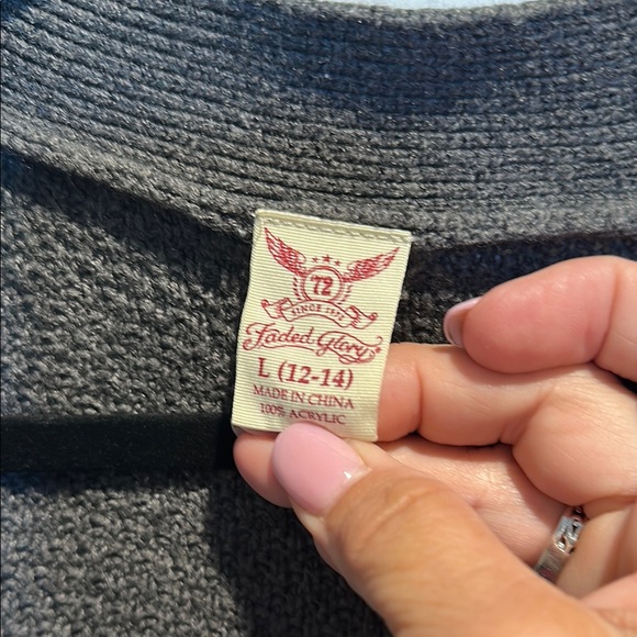 Faded Glory Gray Cable Knit Cardigan Sweater - Picture 3 of 3